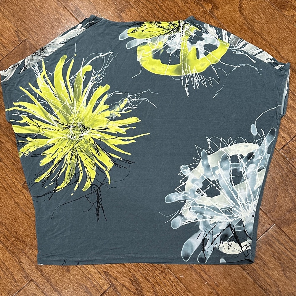 PIAZZA SEMPIONE gray and yellow Abstract Floral Print blouse - Picture 7 of 7